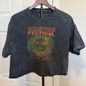 Fifth Sun Dark Gray Cotton Crop T-Shirt, XL
